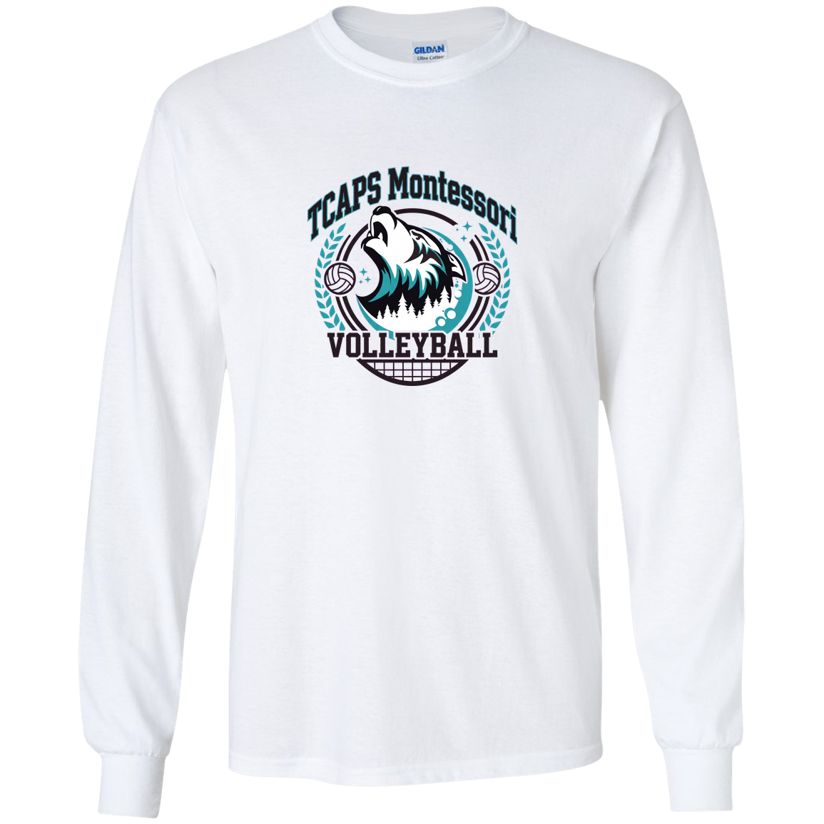 tcaps-montessori-varsity-arch-gildan-youth-ls-t-shirt — White — Front — source sha256 7cdd0291197a1d37eddd49f1fbdd9734918323625de044d8bdb2173c8b13a42c — Color position 2