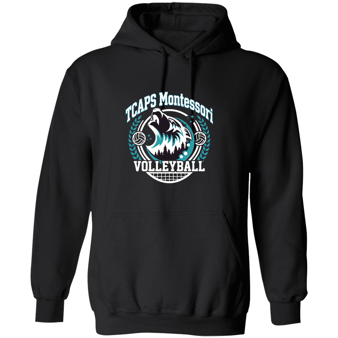 tcaps-montessori-varsity-arch-white-gildan-pullover-hoodie — Black — Front — source sha256 cdb3511650c47f7392124c2188ccde2370ca1f88ab121780ec4d775861819f94 — Color position 1