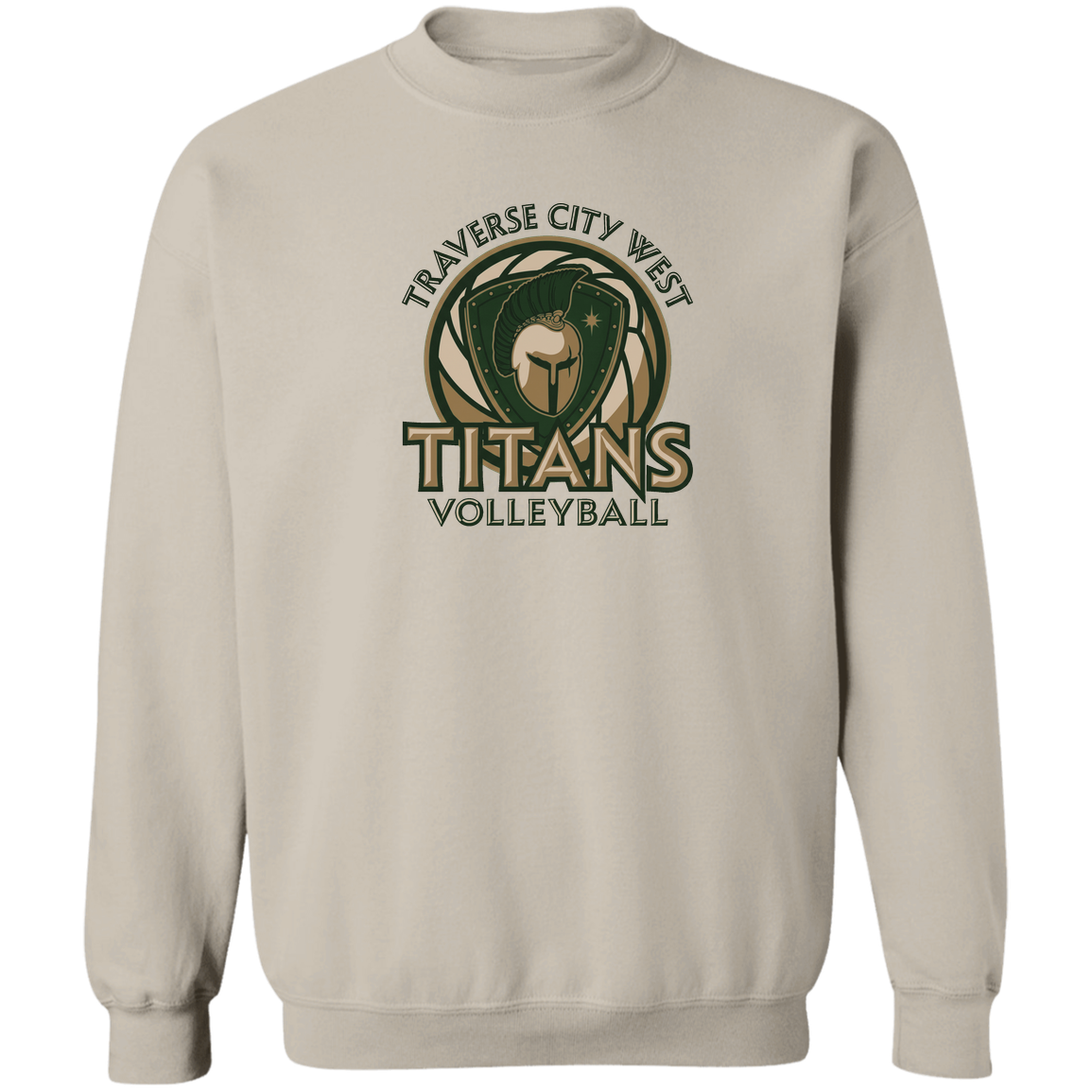titans-volleyball-bold-mascot-gildan-crewneck-pullover-sweatshirt — Sand — Front — source sha256 92ace1812d8be3e0bba1df4f7216fd0939ed3c5d4f1e730e5779795bc3061f73 — Color position 5