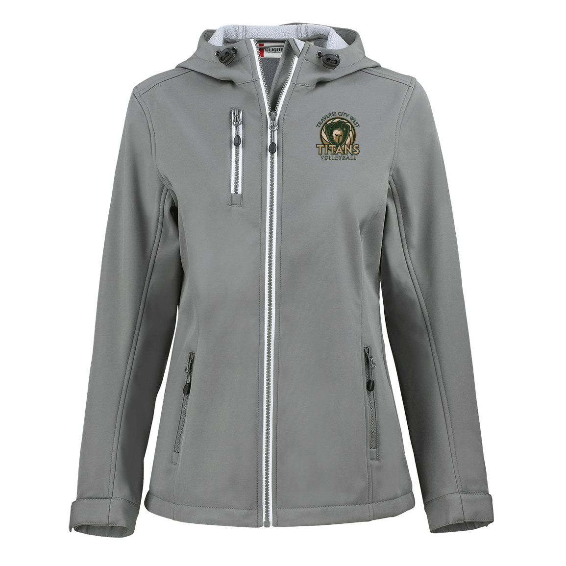 titans-volleyball-bold-mascot-clique-womens-eco-stretch-softshell-jacket — Slate — Front — source sha256 f89926cf18a5db69abcb7db26ac6dd43841bd63a870804b24bf290e5eca50089 — Color position 2