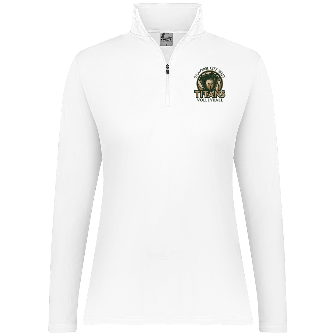 titans-volleyball-bold-mascot-c2-womens-1-4-zip-pullover — White — Front — source sha256 f8bfdf25729e583b8242bceb201bc1e343ee19817be3edc4ea5a8ee43dbba482 — Color position 3