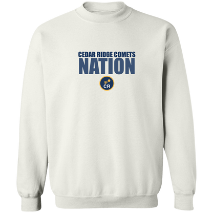 cedar-ridge-comets-nation-stack-gildan-crewneck-pullover-sweatshirt — White — Front — source sha256 6d1337269bd572b6a7dc2e98bbbe3f357787e901e7ece3a30fefbdfdf2b1cd07 — Color position 1