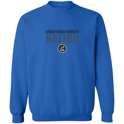 cedar-ridge-comets-nation-stack-gildan-crewneck-pullover-sweatshirt — Royal — Front — source sha256 93dd1dba513f87aca8ba4e0f1db7da2442d5c5b284b101d074e77607628a7d18 — Color position 3