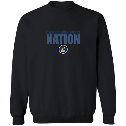cedar-ridge-comets-nation-stack-gildan-crewneck-pullover-sweatshirt — Black — Front — source sha256 e19e02831e6f56e34c53ea0a621788b02d238f1f8aed91c97011c426b21f276f — Color position 2