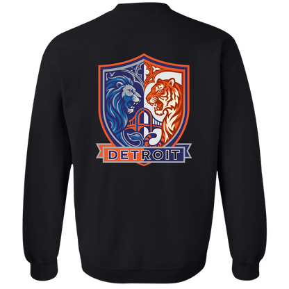 Lions Tigers Crest Crewneck Pullover Sweatshirt — Black — Back