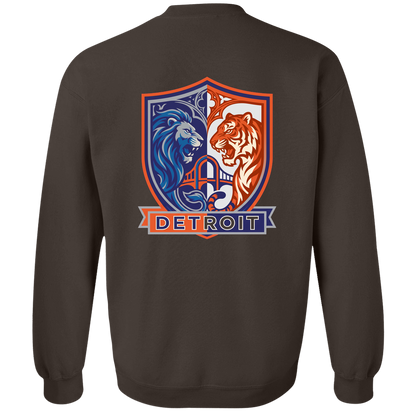 Lions Tigers Crest Crewneck Pullover Sweatshirt — Dark Chocolate — Back