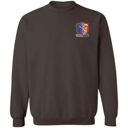 Lions Tigers Crest Crewneck Pullover Sweatshirt — Dark Chocolate — Front
