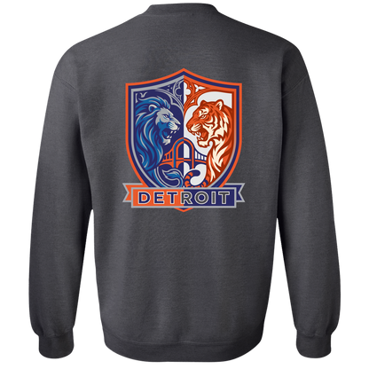Lions Tigers Crest Crewneck Pullover Sweatshirt — Dark Heather — Back