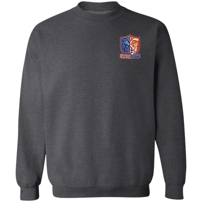 Lions Tigers Crest Crewneck Pullover Sweatshirt — Dark Heather — Front