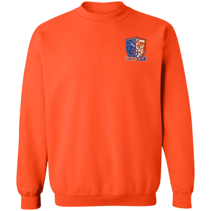 Lions Tigers Crest Crewneck Pullover Sweatshirt — Orange — Front