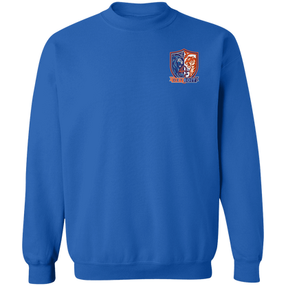 Lions Tigers Crest Crewneck Pullover Sweatshirt — Royal — Front