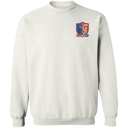 Lions Tigers Crest Crewneck Pullover Sweatshirt — White — Front