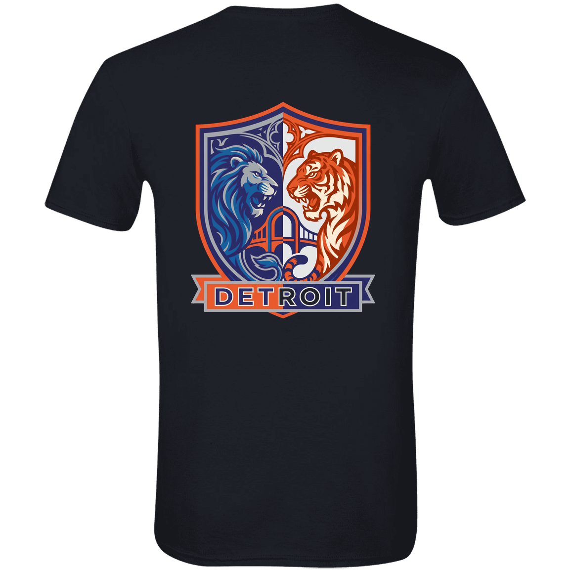 Lions Tigers Crest Mens Tee — Black — Back