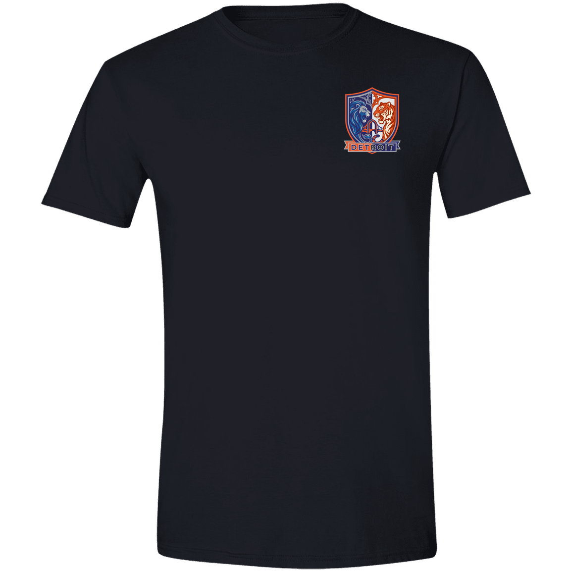 Lions Tigers Crest Mens Tee — Black — Front