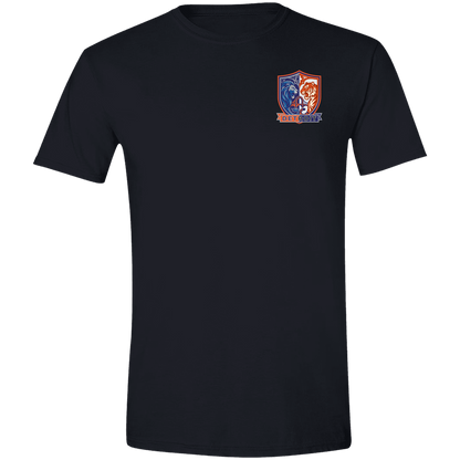 Lions Tigers Crest Mens Tee — Black — Front