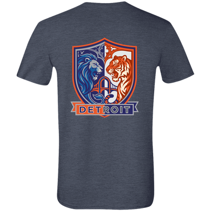 Lions Tigers Crest Mens Tee — Heather Navy — Back