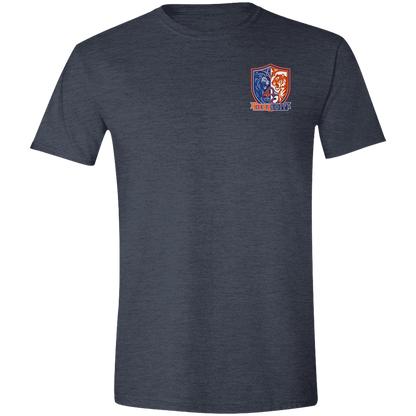 Lions Tigers Crest Mens Tee — Heather Navy — Front