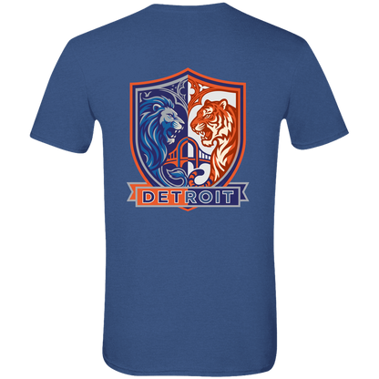 Lions Tigers Crest Mens Tee — Heather Royal — Back