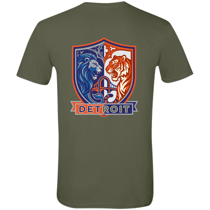 Lions Tigers Crest Mens Tee — Military Green — Back