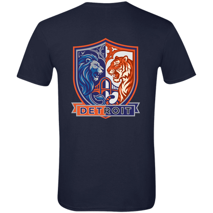 Lions Tigers Crest Mens Tee — Navy — Back