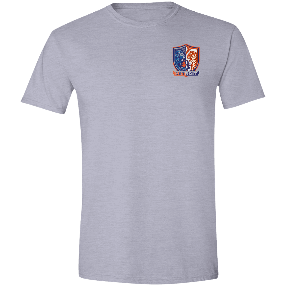 Lions Tigers Crest Mens Tee — Sport Grey — Front