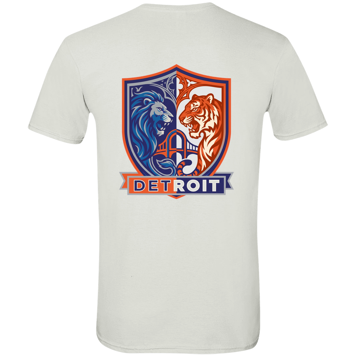 Lions Tigers Crest Mens Tee — White — Back