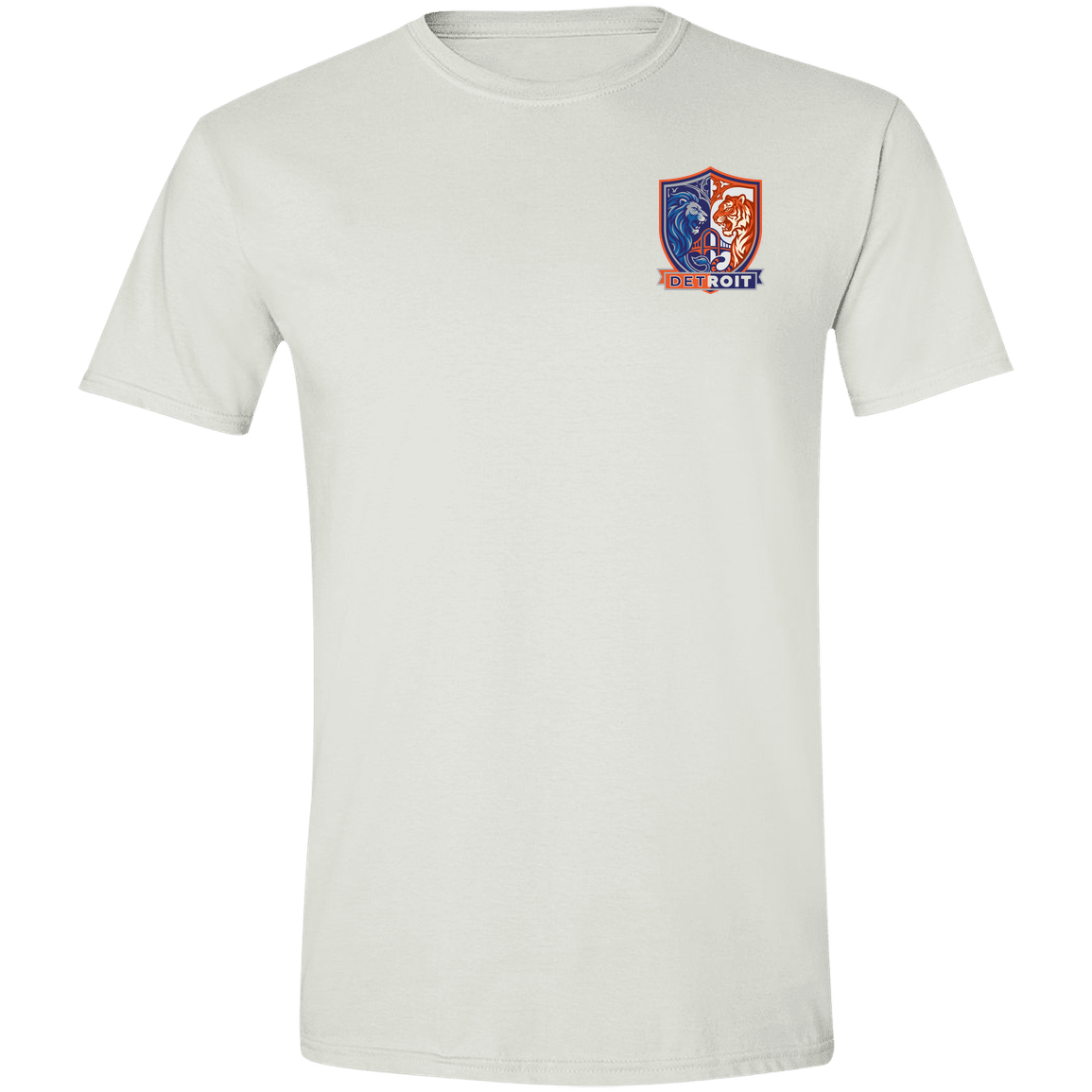Lions Tigers Crest Mens Tee — White — Front