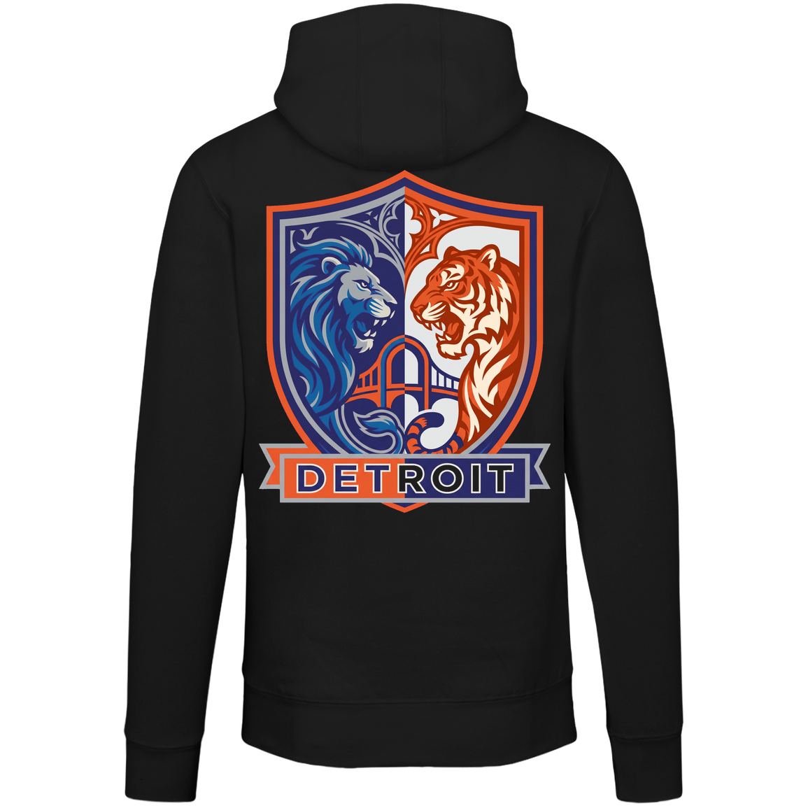 Lions Tigers Crest Unisex Hoodie — Black — Back