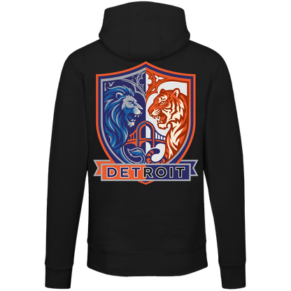 Lions Tigers Crest Unisex Hoodie — Black — Back