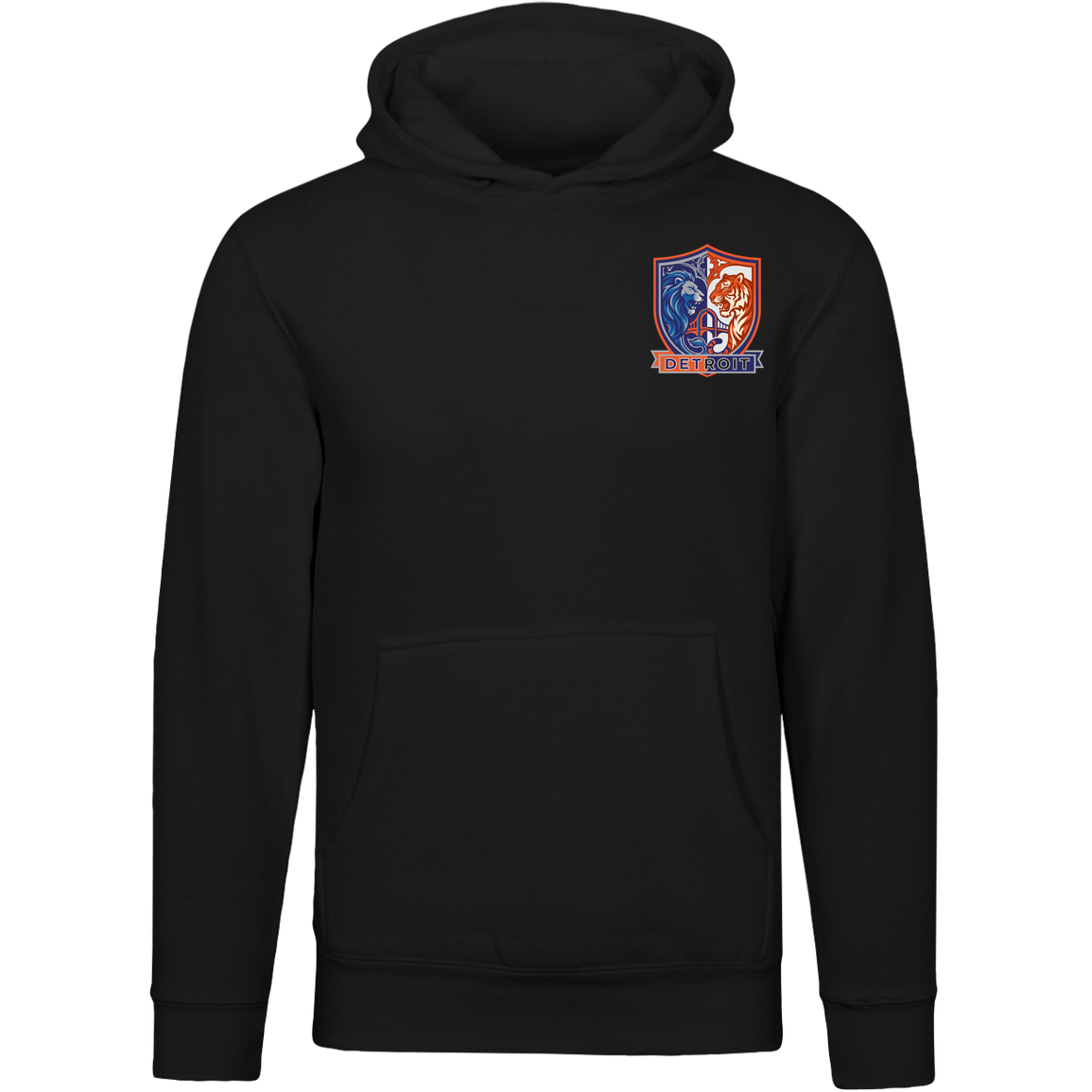 Lions Tigers Crest Unisex Hoodie — Black — Front