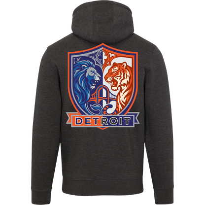 Lions Tigers Crest Unisex Hoodie — Charcoal Heather — Back
