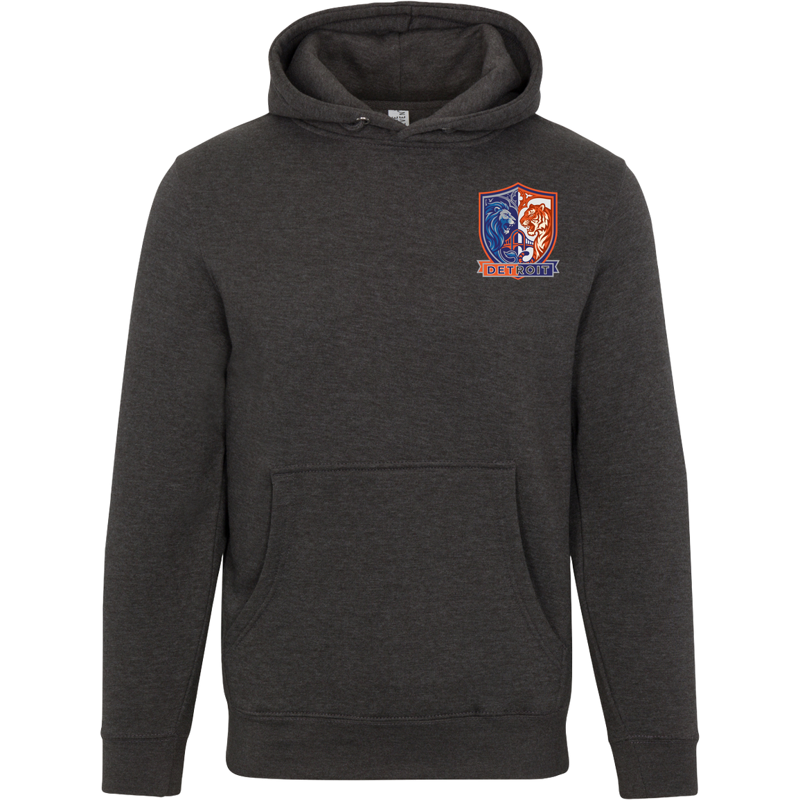 Lions Tigers Crest Unisex Hoodie — Charcoal Heather — Front