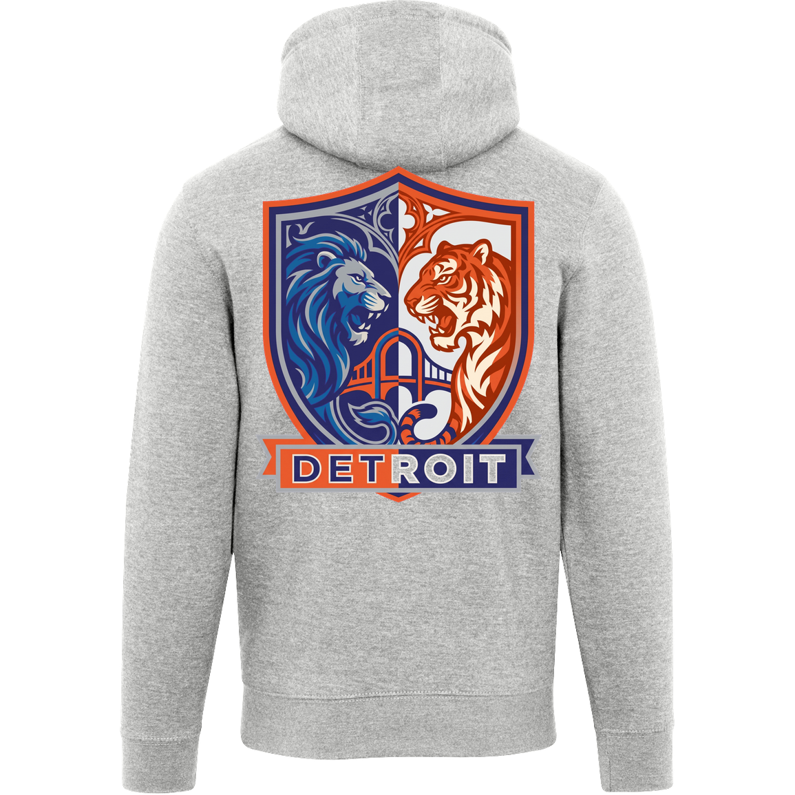 Lions Tigers Crest Unisex Hoodie — Heather Grey — Back