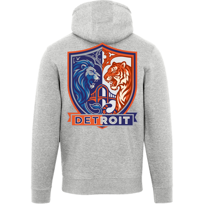 Lions Tigers Crest Unisex Hoodie — Heather Grey — Back
