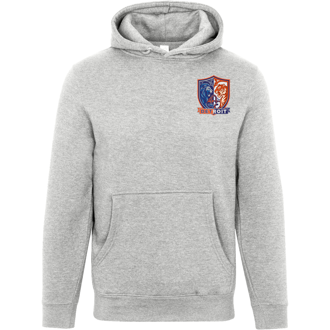 Lions Tigers Crest Unisex Hoodie — Heather Grey — Front