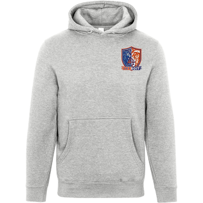 Lions Tigers Crest Unisex Hoodie — Heather Grey — Front