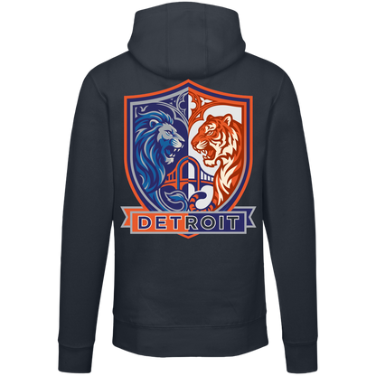 Lions Tigers Crest Unisex Hoodie — Navy — Back