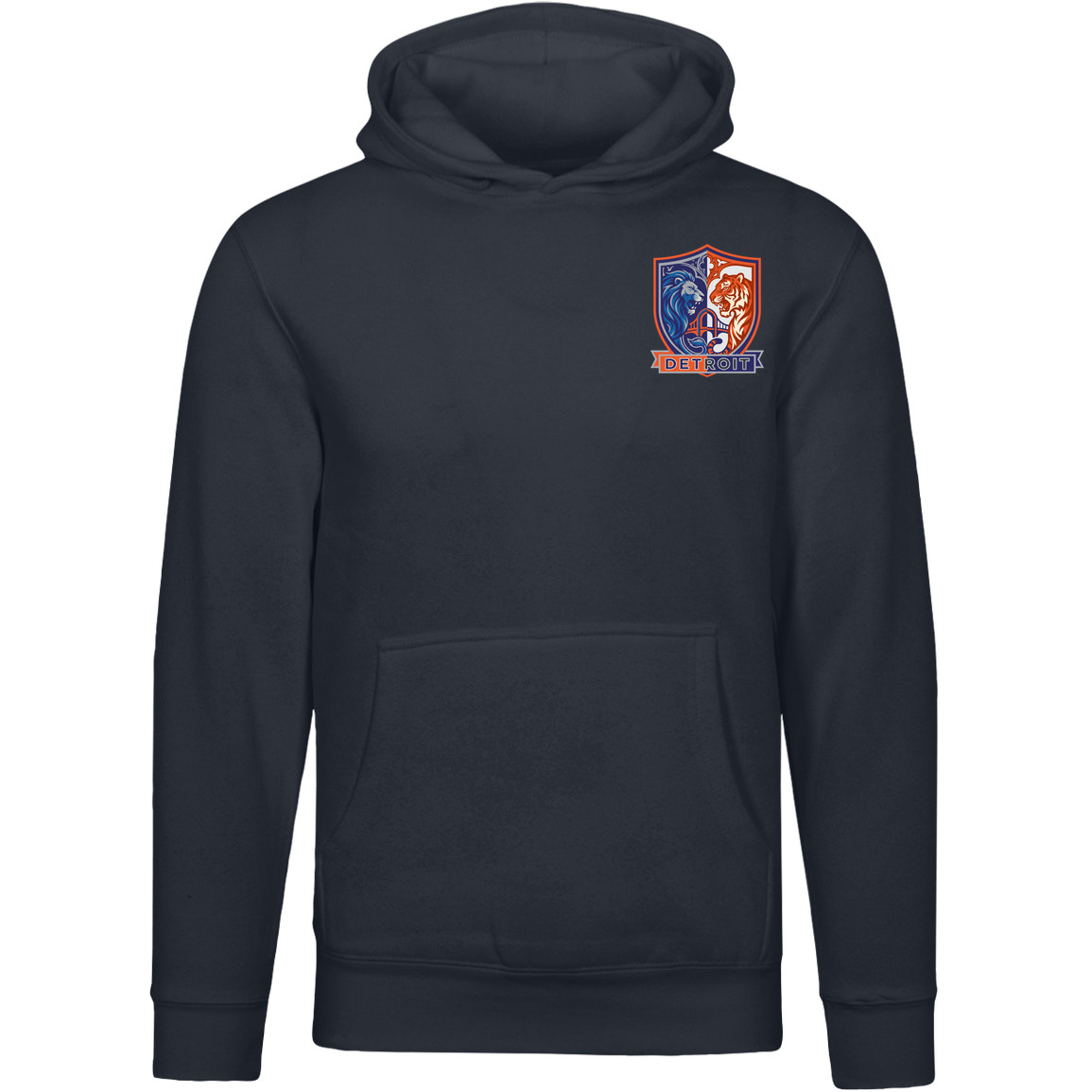 Lions Tigers Crest Unisex Hoodie — Navy — Front