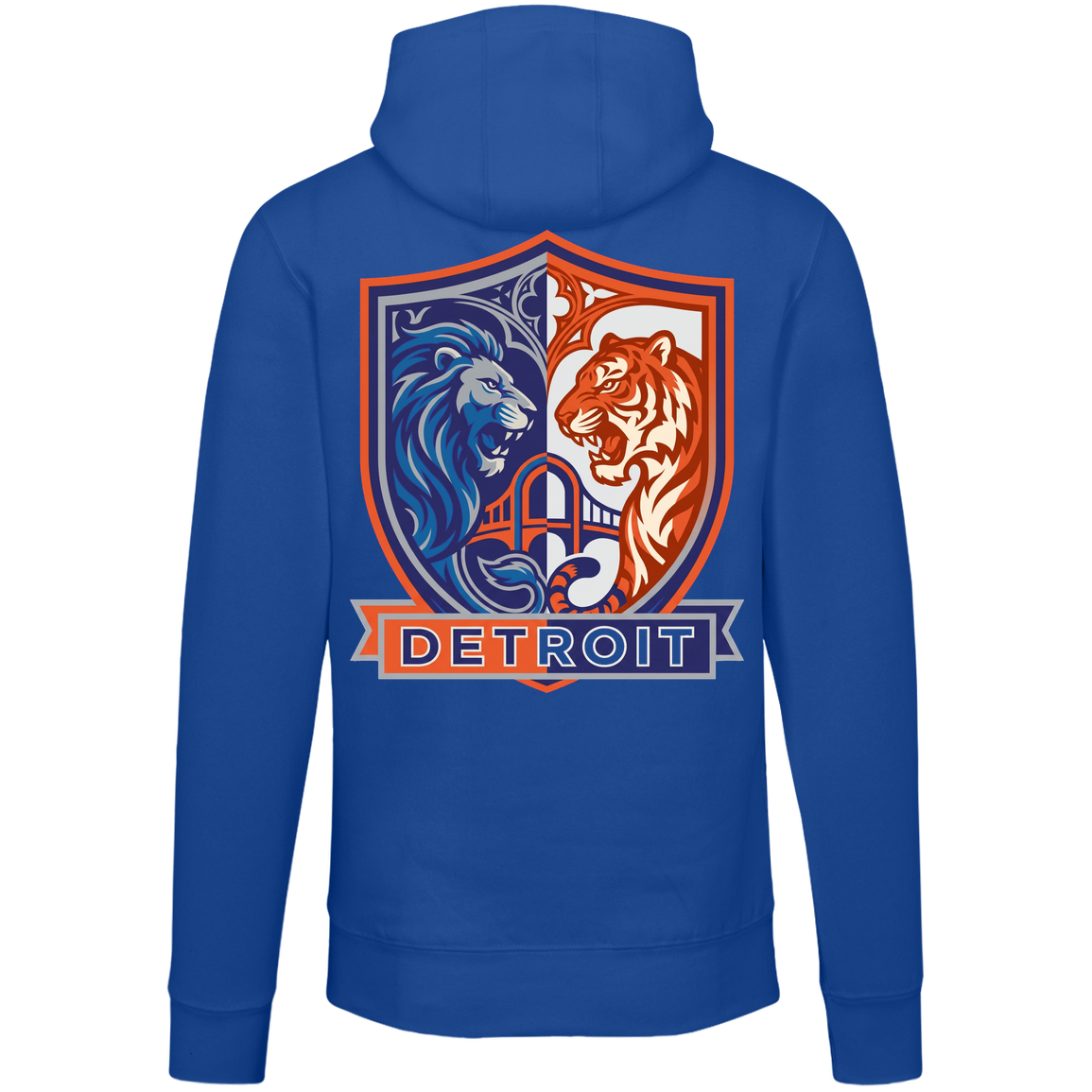 Lions Tigers Crest Unisex Hoodie — True Royal — Back