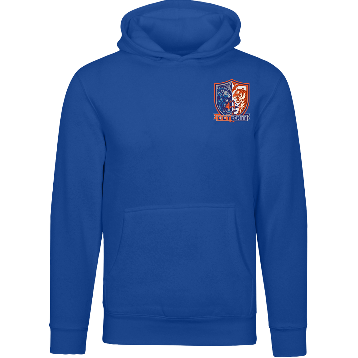 Lions Tigers Crest Unisex Hoodie — True Royal — Front