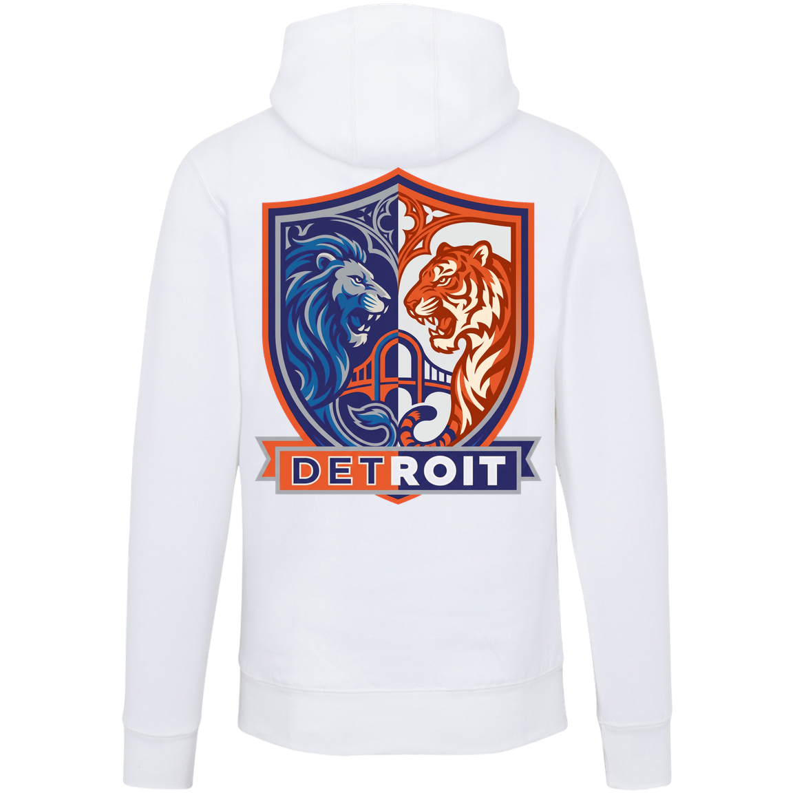 Lions Tigers Crest Unisex Hoodie — White — Back