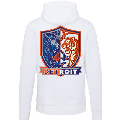 Lions Tigers Crest Unisex Hoodie — White — Back