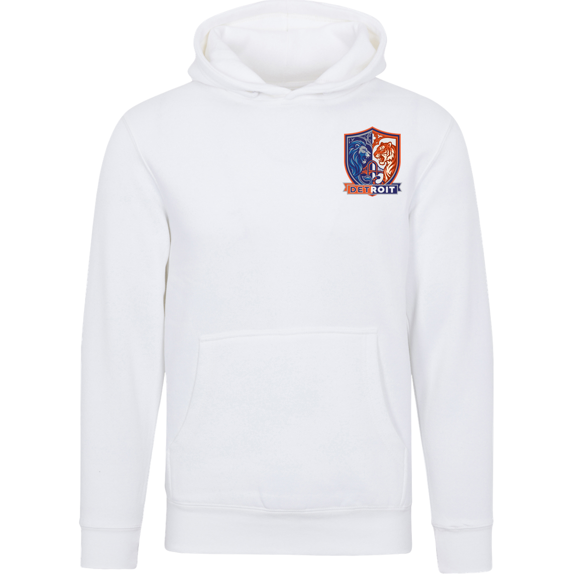 Lions Tigers Crest Unisex Hoodie — White — Front