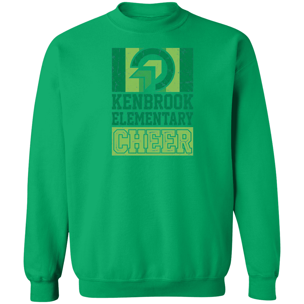 kenbrook-elementary-vintage-stack-gildan-crewneck-pullover-sweatshirt — Irish Green — Front — source sha256 fc498c57543fd3b42e304a9b2c507429c54881297e73aeffc9bffff4e25b35bb — Color position 3