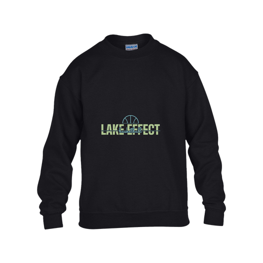 lake-effect-legends-dome-script-gildan-kids-heavy-blend-fleece-crew — Black — Front — source sha256 7d28c859bde178b63080a3656b6a416dfb561d3980fe6887aee3140c2f12af1b — Color position 1
