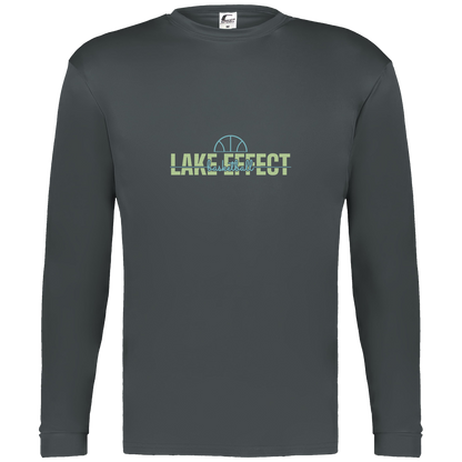 lake-effect-legends-dome-script-c2-mens-performance-long-sleeve-tee — Graphite — Front — source sha256 8258dc0533d5cbe3a9f07064a4ccdea8529b4c4449da85780c6b7f116b05e5d5 — Color position 2