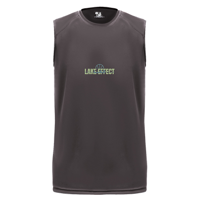 lake-effect-legends-dome-script-badger-b-core-sleeveless-performance-tee — Graphite — Front — source sha256 b7ee89e13174851071c3e287ac5b96240e979c7b3888d9e42fff37f83278d959 — Color position 2