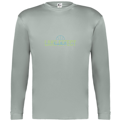 lake-effect-legends-dome-script-c2-mens-performance-long-sleeve-tee — Silver — Front — source sha256 ca10df1326955a27f8af9f3442ab46e698b742babb8572b7c8e6e6aeee183049 — Color position 3