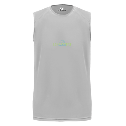 lake-effect-legends-dome-script-badger-b-core-sleeveless-performance-tee — Silver — Front — source sha256 dd76adce303be7900b810a8863102b71e2b777a8359db2c99f4bdd3568ac25ff — Color position 3