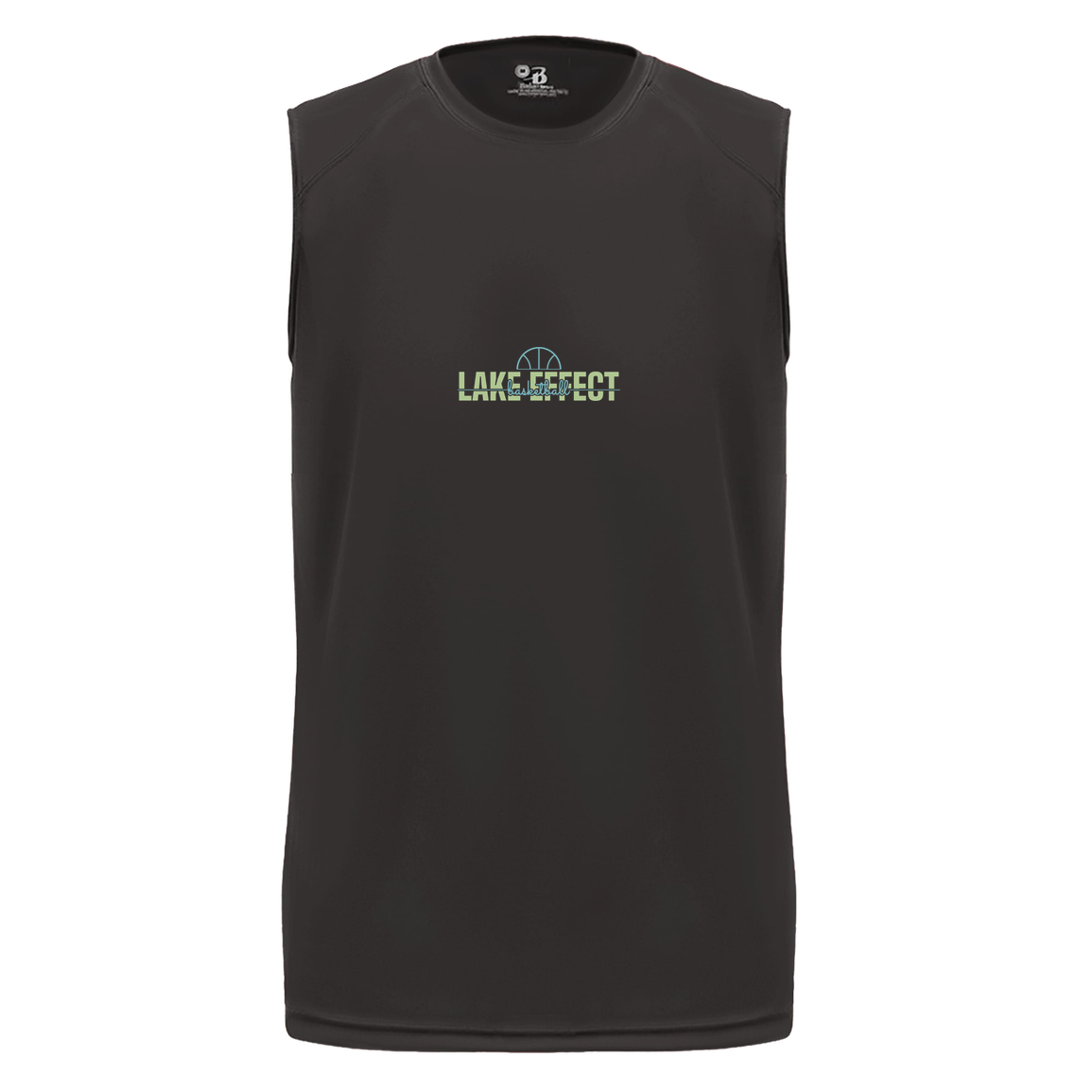 lake-effect-legends-dome-script-badger-b-core-sleeveless-performance-tee — Black — Front — source sha256 f979b1c9891d8818c2bb3d71efb4460d043f46f1285de360806d4398c655334a — Color position 1